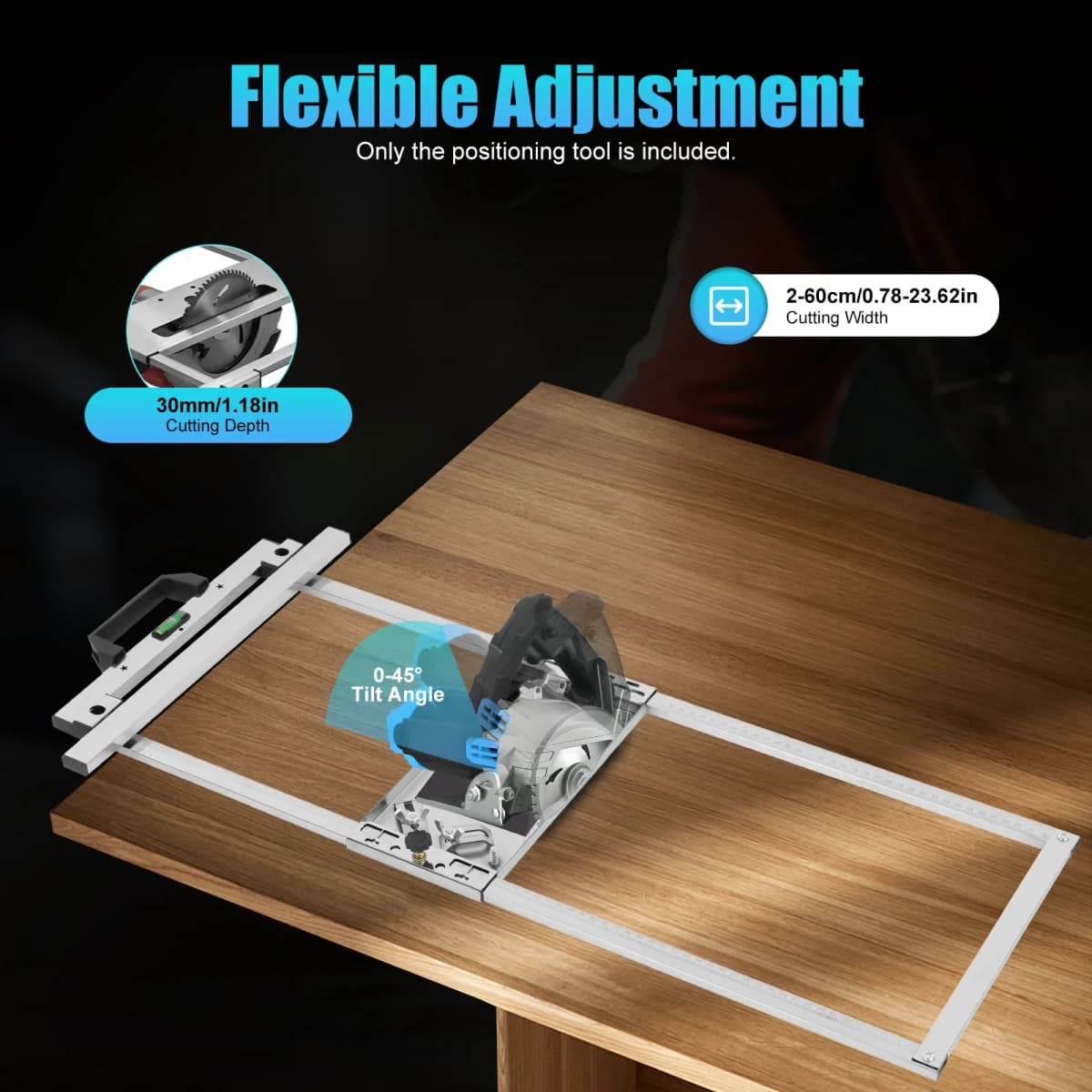 Positioning Cutting Board Tool, Circular Saw Guide System, Woodworking Accurate Rip-Cut Track Rail Edge Frame Tool For 4“ Saw