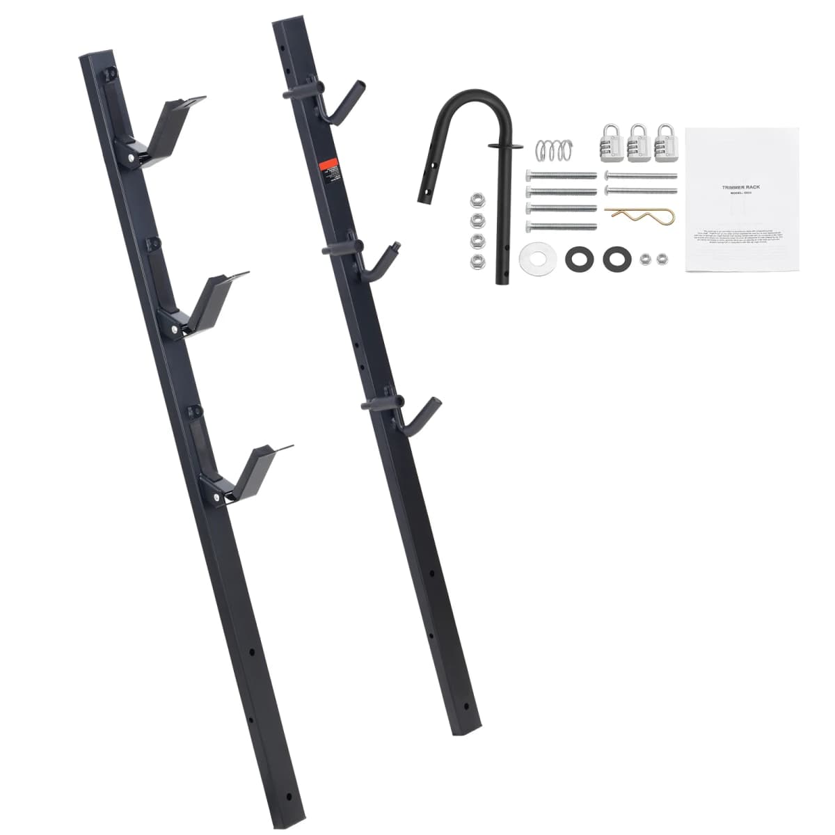 SucceBuy 3 Place Weeder Trimmer Rack Locking Trim Holder Landscape Vertical Rack Carrier Mount on Open Pickup Enclosed Trailer