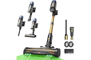 Proscenic P15+ Aspiradora sin Cable Potente 70Mins/55kPa/600W, Aspiradora Escoba Autoportante con Luz Verde/Cepillo Antienredo para Pelo de Mascotas/Alfombras/Suelos