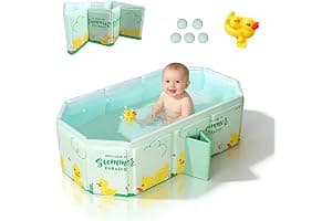 Bañera de Bebé Plegable para Niños, Bañera de Ducha Portátil con Salida de Drenaje Doble adecuada para 0 a 6 años, 80 * 30 * 45cm