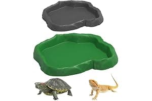 DOVBAN 2pcs Reptiles Bandeja comedero De Agua Cuenco De Agua Para Terrario Comedero Y Bebedero Para Reptile Ideal Geckos tortuga Serpientes Y Pequeños Reptiles