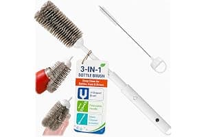 3-in-1 Water Bottle Brushes for Cleaning, 16" Extendable Long Handle Cup Cleaner Scrubber with Hidden Straw Brush for 40oz 55oz Tumblers, Wine Glass, Sports Mugs & Narrow Necks