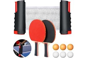 Flintronic Sets de Ping Pong, Juego de Raquetas de Tenis de Mesa Professionales, 2 Raquetas de Ping Pong, 6 Bolas, 1 Red Retráctil, 1 Bolsa de Almacenamiento, para Exterior y Hogar, Juego de Oficina