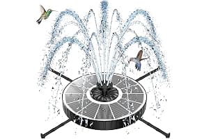 SZMP Fuente Solar Jardin Exterior 2026 Nuevo, 3.5W Bomba de Agua con 8 Boquillas & 4 Fijadores, 3 Alturas de Chorro, Fuente Solar Flotante para Estanque, Decoración de Jardín, Baños para Pájaros