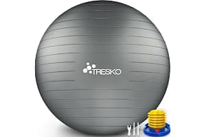TRESKO® Pelota de Gimnasia, sin BPA, Incluye Bomba de Aire, Pelota para Fitness, Yoga, Gimnasia, Embarazo, Entrenamiento de núcleo, Espalda, Pelota de Yoga, pezziball, Pilates, Sentado, Pelota