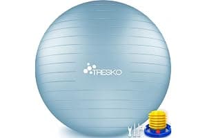 TRESKO® Pelota de Gimnasia, sin BPA, Incluye Bomba de Aire, Pelota para Fitness, Yoga, Gimnasia, Embarazo, Entrenamiento de núcleo, Espalda, Pelota de Yoga, pezziball, Pilates, Sentado, Pelota
