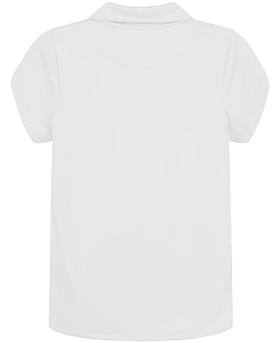 Nautica Girls School Uniform Short Sleeve Performance Polo Shirt, White, 12 14 US