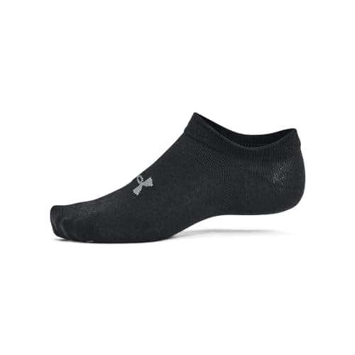 Under Armour Unisex-Adult Essential No Show Socks 6 Pack, (001) Black/Black/Castlerock, Large — view 2