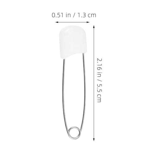 Beavorty 60Pcs Diaper Safety Pins White Zinc Alloy Large Locking Closure Plastic Head Cloth Nappy Baby Safety Brooch Pins for Diaper and Clothes