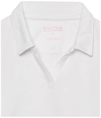 Nautica Girls School Uniform Short Sleeve Performance Polo Shirt, White, 12 14 US — view 3