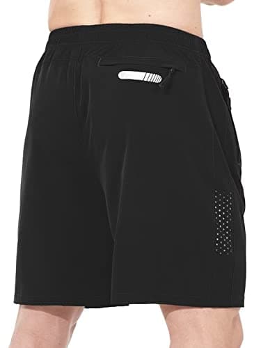 NORTHYARD Men's Athletic Running Shorts Gym Workout 7"/9"/5" Quick Dry Lightweight Sports Basketball Tennis 3 Zipper Pockets Black L — view 2
