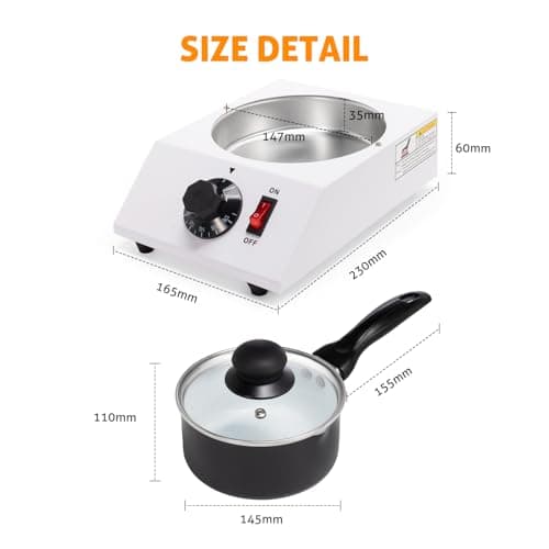 WICHEMI Chocolate Melting Pot Chocolate Tempering Machine Commercial Electric Chocolate Melter Fondue Pot for Chocolate, Butter, Cheese, Cream, Candy, Milk, Coffee, Desserts (Single Pot) — view 4