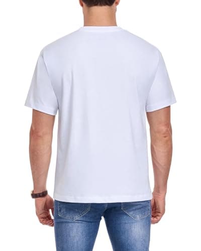 wirarpa Men's T-Shirts 100% Cotton Midweight Crewneck Short Sleeve Tees Casual Plain T Shirt 2 Pack White M