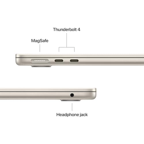 Apple 2026 MacBook Air 13-inch Laptop with M5 chip: Built for AI, 13.6-inch Liquid Retina Display, 16GB Unified Memory, 512GB SSD, 12MP Center Stage Camera, Touch ID, Wi-Fi 7; Starlight — view 5