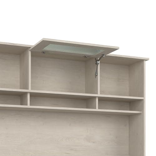 Bush Home Cabot L Shaped Desk with Hutch, Corner Desk with Storage for Home Office in Linen White Oak, 60W L Shaped Computer Desk — view 5