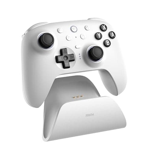 8BitDo Ultimate 2 Bluetooth Controller with TMR Joysticks, Switchable Hall Effect/Tactile Triggers, Vibration, Motion Control, RGB Fire Ring and Back Buttons for Switch/Switch 2 & Windows PC - White