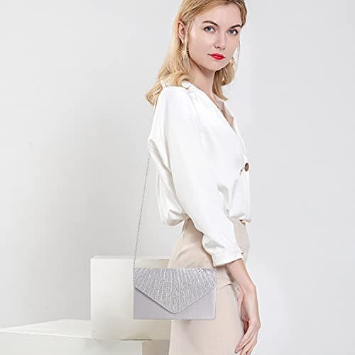 BBjinronjy Clutch Purse for Women Evening Bags for Women Formal Wedding Party Cocktail Prom Crossbody Purse Evening Handbags (Silver) — view 2
