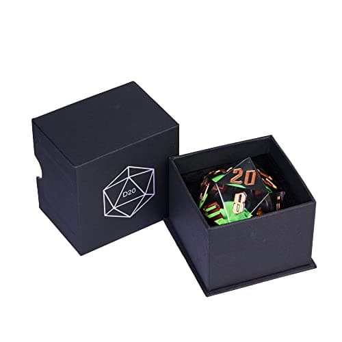Cusdie Large D20 Dice 55mm with Sharp Edges and Skull Inclusitions, D&D 20 Sided Dice, Handmade Dice DND Giant D20 for Dungeons and Dragons RPG, Table Games(Green Skull)