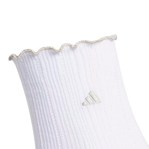 adidas Women's Ruffle Quarter Ankle Socks (3 Pairs), White/Cyber Metallic/Matte Silver Metallic, M — view 3
