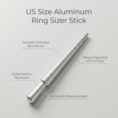 Bflaae 5 PCS Ring Sizer Measuring Tool Kit with Ring Mandrel and Ring Mallet, 27 PCS Stainless Steel Ring Gauges, 2 PCS Reusable Finger Size Tape with Magnified Glass 1-17 USA Rings Size — view 4