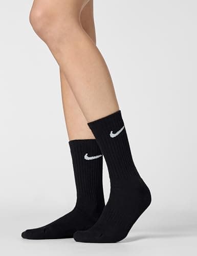 Nike Unisex Everyday Cushioned Training Crew Socks (6 Pairs), Black/White, Small — view 3