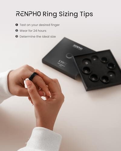 RENPHO Lynx Smart Ring-Sizing Kit, Size Before You Buy(Tar Black, Size 6-13) — view 2