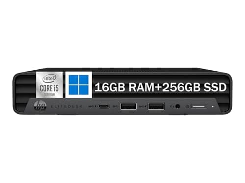HP EliteDesk 800 G6 Mini Computer Desktop PC, Intel Gen 10th Core i5-10500T, 16GB RAM, 256GB SSD, 4K Support, Displayport, RJ-45, Wi-Fi, BT, Windows 11 Pro (Renewed) — view 3