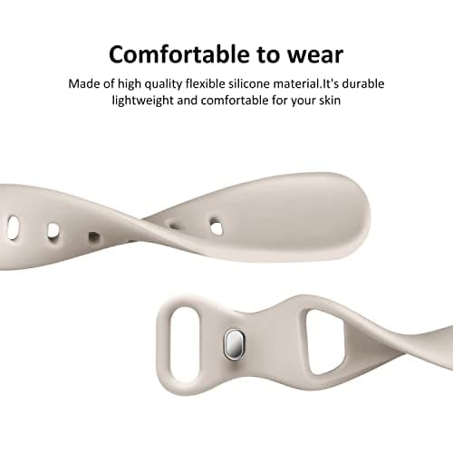 Thin Slim Band Compatible with Apple Watch 38mm 40mm 41mm 42mm 44mm 45mm 46mm 49mm, Replacement Silicone Sport Strap for iWatch Series 11/10/9/8/7/6/5/4/3/2/1 Ultra SE Women Men, Starlight — view 3