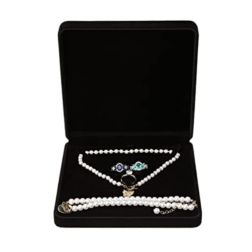 LETURE Velvet Jewelry Set Box, Velvet Gift Box for Bracelet Necklace Earring Ring (Black) — view 3