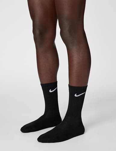 Nike Unisex Everyday Cushioned Training Crew Socks (6 Pairs), Black/White, Small