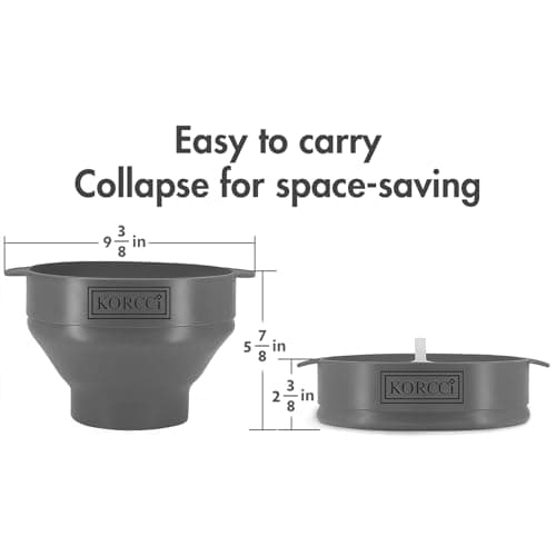 The Original Korcci Microwaveable Silicone Popcorn Popper, Microwave Popcorn Popper, Collapsible Microwave Popcorn Maker Bowl, No Oil Needed, Use In Microwave, Dishwasher Safe (Grey) — view 3