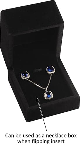LAODA Black Color Luxury Velvet Stud Earring Box Multiple Use Necklace Pendant Earring Jewelry Gift Storage Holder Box(Jewelry not Included) — view 4