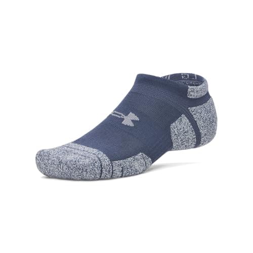 Under Armour Unisex Performance Tech Pro No Show Socks 3 Pack, (069) Titanium/Summit White/Clay Green, Large