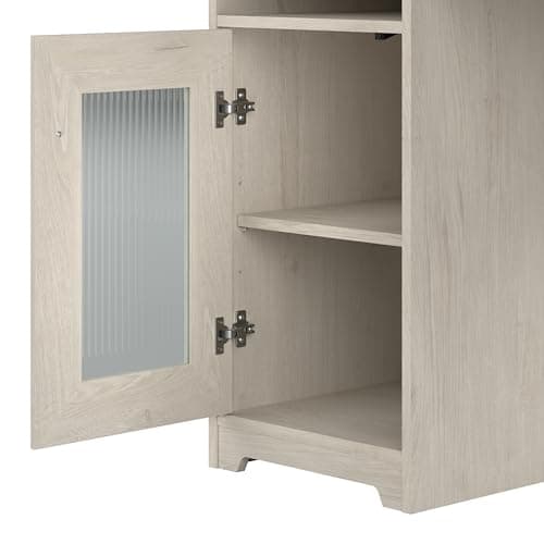 Bush Home Cabot L Shaped Desk with Hutch, Corner Desk with Storage for Home Office in Linen White Oak, 60W L Shaped Computer Desk — view 4