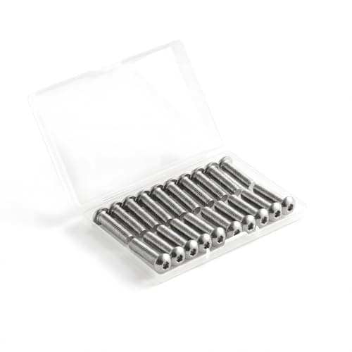 M4 x 20mm (50 Pack) Button Head Socket Cap Screws, 304 Stainless Steel 18-8, Bright Finish, Fully Machine Thread — view 5