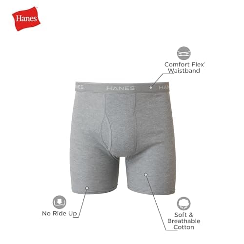 Hanes Men's Boxer Brief Underwear Pack, Cotton Boxer Briefs with Comfort Flex Waistband, Moisture-Wicking, 12-Pack — view 2