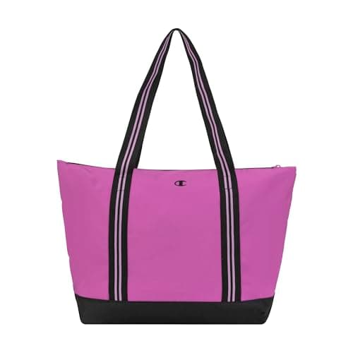 Champion Women's Varsity Tote Bag with Zip Closure and Interior Mesh Pockets for Work, Travel, Daily Use, Our Favorite Fuchsia, One Size — view 2