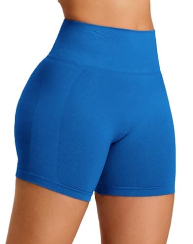 JOYSPELS Womens Seamless Booty Workout Shorts High Waist Scrunch Bums Ruched Athletic Biker Shorts for Gym, Running, Yoga, Sports Blue S