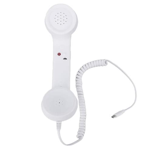 EIMSOAH Type C Retro Phone Handset with Volume Control Plug and Play Design for Cellphone Video Call Conference (White)
