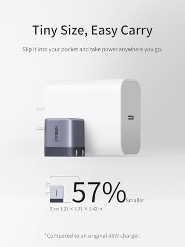 UGREEN Nexode Air 45W USB C Charger Block, GaN Ultra-Small Size Charger Supports PD/PPS, USB C Fast Charger with 90° Foldable Plug, Charging Block for Laptop MacBook, Galaxy S26 Ultra, iPhone 17, iPad