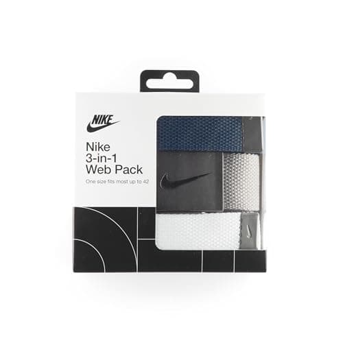 Nike Men's 3 Pack Golf Web Belt, White/Gray/Navy, One Size — view 2
