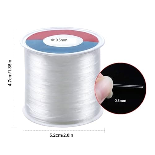 1 Roll Clear Nylon Wire, Non-Stretchy Invisible Beading Threads, 0.1/0.2/0.25/0.3/0.4/0.5mm Bracelet String Fishing Line for DIY Jewelry Making Necklace Bracelet Hanging Ornaments (0.5mm/108m)