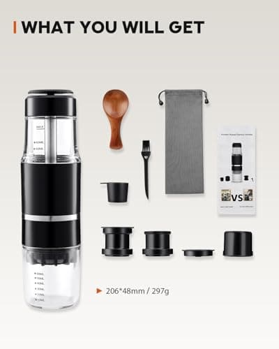 PHCOHIDO Portable Coffee Maker for Travel & Camping, Travel Lightweight Coffee Machines, Manually Operated, Compatible with Ground Coffee & NS Capsule Black (1Pcs) — view 5