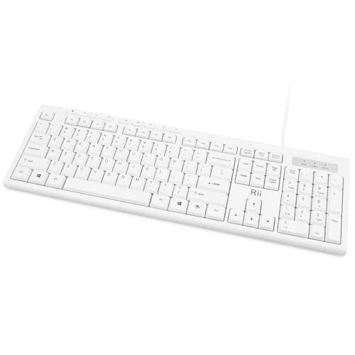 Rii RK907 Ultra-Slim Compact USB Wired Keyboard for Mac and PC,Windows 10/8 / 7 / Vista/XP(White)