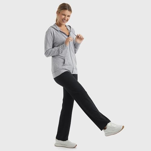Hanes Womens Slub Knit Full-zip Hoodie, Textured Cotton Zip-up T-shirt For, Dada Gray Pe Heather, Large US — view 4