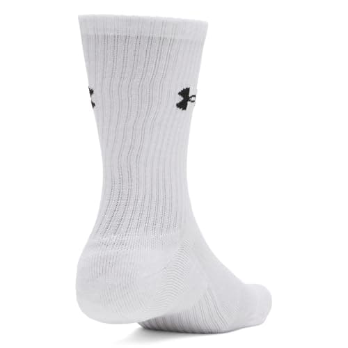 Under Armour Unisex Performance Cotton Crew Socks 3 Pack, (100) White/White/Ultimate Black, Large — view 2