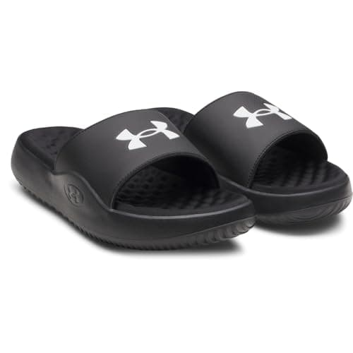 Under Armour Men's Ignite Pro 8 Fixed Band Slides, (004) Black/Black/White, 12, US