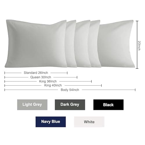 Aerlomi King Pillow Cases - 2 Pack - Envelope Closure - Soft Brushed Microfiber - Wrinkle, Stain, Shrinkage and Fade Resistant Pillow Covers King Size 20 X 36 Inches (Light Grey) — view 4