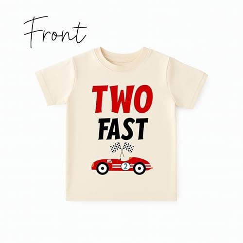 Songbird Celebrations 2nd Birthday Boy Shirt – Two Fast Vintage Race Car Baby Boy Birthday Tee (CA/US, Age, 3 Years, Red Design)