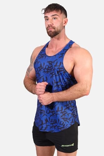 Jed North Men's Graphic Bodybuilding Tank Tops Gym Stringers Racerback,NavyGraffiti,XXX-Large